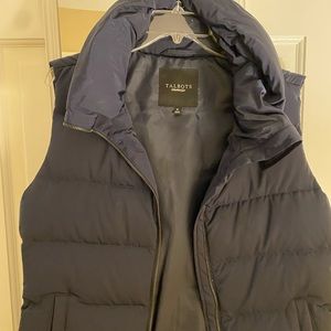 Talbots Womens Navy Blue Puffer Vest Duck Down Feathers Soft Size Medium